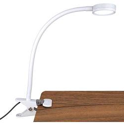 LEPOWER New Version Metal Clip On Light, Flexible Bed Light with 3 Colors x Stepless Adjustable Brightness, Eye Caring Reading Light for Desk, Bed Headboard and Computers(White)-No AC Adapter