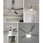 52'' 5 Blades Ceiling Fan with Lights Brushed Nickel Modern Ceiling Fan Chandelier Remote Control Fandelier Ceiling Fan for Bedroom,Dining Room,Living Room,Pavilion