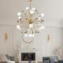 Modo Lighting Chandelier Lighting Fixture Gold Mid Century Pendant lamp, Frosted Glass Modern Ceiling Light Lining Room Dining Room. (18-Lights)