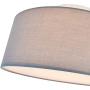 Ceiling Light Modern Fabric Pendant Light Shade Flush Mount, Large Grey Drum Lampshade, Round Pendant Lamp, for Bedroom Living Room, Flush Chrome Matt, 3 Bulb, E26