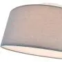Ceiling Light Modern Fabric Pendant Light Shade Flush Mount, Large Grey Drum Lampshade, Round Pendant Lamp, for Bedroom Living Room, Flush Chrome Matt, 3 Bulb, E26