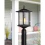 Beionxii Outdoor Post Lights | 2 Pack Exterior Pillar Lantern Pole Lamp with 3'' inch Pier Mount Base, Sand Textured Black Cast Aluminum with Water Glass (8''W x 20.5''H) - A272P-2PK