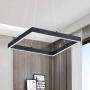 SUNMOO Modern Led Pendant Light Square Led Chandelier 1 Ring Acrylic Pendant Lighting Fixture for Bedroom Living Room Dining Room Kitchen Island 25W 6000K Not-dimmable 15.7L''15.7''W (Black)