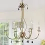ISURAUL Large Chandelier for Dining Rooms, Antique Gold Light Fixture with Ten Crystal Pendants for Bedroom, Foyer, Kitchen and Living Room (6 Lights, 23’’ X 23’’ X 24’’)
