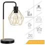 Modern Industrial Table Lamp, Gold Desk Lamp with Geometric Cage Shade, Delicate Design Bedside Lamp for Nightstand, Vintage Edison Reading Lamp Light Fixture for Office, Bedroom, Living Room