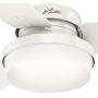 HUNTER 59169 Sentinel Indoor Ceiling Fan with LED Light and Remote Control, 52'', White