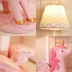 LITFAD Modern Bedside Table Lamp Girl Bedroom Unicorn Desk Light Resin 1 Light Animal Pink LED Reading Lamp with Plug in Cord for Bedroom Kids Room Office - Ripple