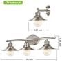 3-Light Retro Vanity Light, Brushed Nickel Bathroom Light Fixtures with Metal Shades for Dresser&Mirror Cabinets, LED Edison Bulbs Included, Farmhouse Wall Sconce Lighting for Bedroom, Powder Room