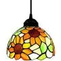 LITFAD Elegant Tiffany Style Pendant Light with Oversize Sunflower Pattern One-Light LED Ceiling Hanging Pendant Lamp Chandelier for Kitchen Island Dining Room Restaurant - A