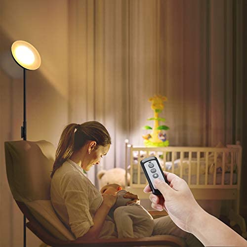 Floor Lamp,30W/2400LM Sky LED Modern Torchiere 3 Color Temperatures Super Bright Floor Lamps-Tall Standing Pole Light with Remote & Touch Control for Living Room,Bed Room,Office（Black）