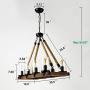 GZBtech Farmhouse Rectangular Chandelier, 8-Light 30.5 Adjustable Black Iron & Wood Large Pendant Lighting, Rustic Sturdy Hemp Rope Hanging Lights with Seeded Glass Shade for Dining Living Room