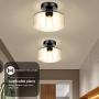 [2 Pack] Industrial Semi Flush Mount Ceiling Light,Farmhouse Light Fixture with E26 Base Clear Glass Pendant Lamp Shade, Ceiling Light Fixture for Hallway, Entry, Porch, Kitchen, Bedroom, Bar, Hotel