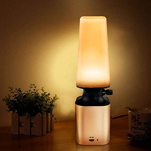 Anpress Retro LED Night Light Imitate Kerosene Oil Lamp Design with 10-Level Dimmer Control Knob Eye Care LED Desk Light USB Rechargeable Lamp for Reading/Home/Working/Office/Study