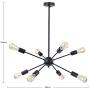 YAOHONG Sputnik Chandelier Mount Ceiling Light 8 Lights Modern Ceiling Light Fixture Black Retro Industrial Pendant Lighting for Dining Room Kitchen Living Room Bedroom