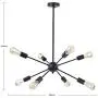 YAOHONG Sputnik Chandelier Mount Ceiling Light 8 Lights Modern Ceiling Light Fixture Black Retro Industrial Pendant Lighting for Dining Room Kitchen Living Room Bedroom YAOHONG Sputnik Chandelier Mount Ceiling Light 8 Lights Modern Ceiling Light Fixture Black Retro Industrial Pendant Lighting for Dining Room Kitchen Living Room Bedroom