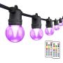 48FT RGB Outdoor Cafe Lights of String, Colored Dimmable LED String Light, with 15+3 G45 Edison Bulbs Dimmable, 2 Remote Controls, Waterproof & Shatterproof for Patio, Backyard and Garden