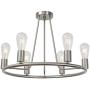 BONLICHT Round Farmhouse Chandelier Lighting 6-Light Modern Indoor Ceiling Lights Brushed Nickel Mid Century Flush Mount Light Fixtures Ceiling Kitchen Island Dining Room Lighting UL Listed