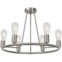 BONLICHT Round Farmhouse Chandelier Lighting 6-Light Modern Indoor Ceiling Lights Brushed Nickel Mid Century Flush Mount Light Fixtures Ceiling Kitchen Island Dining Room Lighting UL Listed