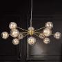 MEEROSEE Sputnik Chandeliers Modern Glass Bubble Chandelier Wired Aluminum Pendant Lighting W37.4'' 12-Light Brushed Brass Ceiling Fixture for Dining Room Foyer Kitchen Island Bedroom Living