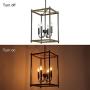 T&A Farmhouse 4-Light Chandelier Foyer Light Fixtures, Rectangle Entryway Chandeliers Industrial Square Cage Chandelier Kitchen Island Lighting for Dining Rooms Stairway Bedroom Living Room