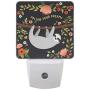 Pfrewn Tropical Funny Sloth Floral Palm Night Light Plug in Set of 2 for Kids Adults Boys Girls Babies,Animal Rose Night Lights Led Auto Motion Senor for Reading Bathroom Bedroom Nursery Decorative