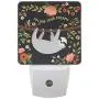 Pfrewn Tropical Funny Sloth Floral Palm Night Light Plug in Set of 2 for Kids Adults Boys Girls Babies,Animal Rose Night Lights Led Auto Motion Senor for Reading Bathroom Bedroom Nursery Decorative