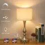 Bedside Touch Lamp with Dual USB Charging Ports, 3 Way Dimmable Nightstand Lamp with Silver Base, USB Touch Control Table Lamp Modern Ambient Light for Living Room, Bedroom, 6W 2700K LED Bulb Included Bedside Touch Lamp with Dual USB Charging Ports, 3 Way Dimmable Nightstand Lamp with Silver Base, USB Touch Control Table Lamp Modern Ambient Light for Living Room, Bedroom, 6W 2700K LED Bulb Included