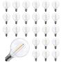 25 Pack Shatterproof Led G40 Replacement Bulbs, E12 Screw Base LED Globe Light Bulbs for Outdoor Patio String Lights, Equivalent to 5 Watt Clear Light Bulbs