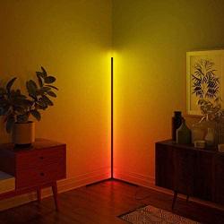 Corner Floor Lamp Nordic Decoration Home Floor Lamps for Living Room Night Light Dimming Standing Lamp Bedroom Decor Floor Light, RGB Remote Control Discoloration Black