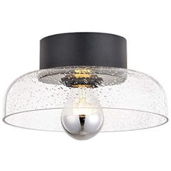 TeHenoo Semi Flush Mount Ceiling Light,Seeded Glass Shade Ceiling Light Fixture for Dining Room,Cafe, Bar, Corridor, Hallway, Entryway, Passway