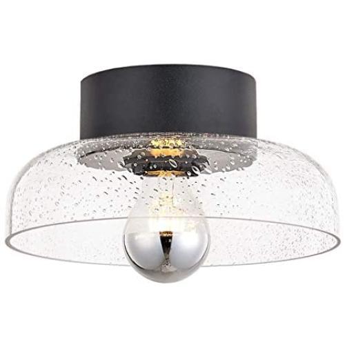 TeHenoo Semi Flush Mount Ceiling Light,Seeded Glass Shade Ceiling Light Fixture for Dining Room,Cafe, Bar, Corridor, Hallway, Entryway, Passway