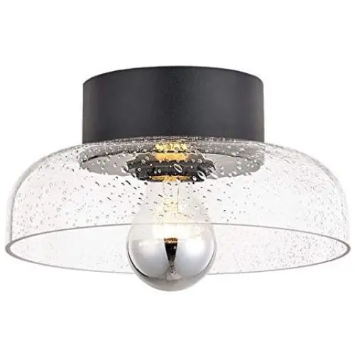 TeHenoo Semi Flush Mount Ceiling Light,Seeded Glass Shade Ceiling Light Fixture for Dining Room,Cafe, Bar, Corridor, Hallway, Entryway, Passway
