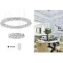 KAI Modern Crystal Chandelier Dimmable with Remote Control Temperature Adjustable Pendant Light with 4320LM Chrome Adjustable Height 2 Rings Flush Mount Ceiling Lighting for Dining Room