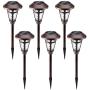 GIGALUMI 6 Pcs Solar Lights Outdoor, Bronze Finshed, Glass Lamp, Waterproof Led Solar Lights for Lawn, Patio, Yard, Garden, Pathway, Walkway and Driveway