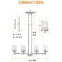 Harriet Modern/Contemporary 4-Light Chandelier Frosted White Linen Glass Shades, Brushed Nickel Finish, Chain Adjustable, HPL03BN-4
