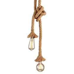 Vintage Ceiling Light Pendant Light Hemp Rope Retro Hemp Rope 2 Heads E26 E27 Socket for Restaurant Cafe Living Room 6.5ft 200cm