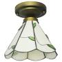 SUSUO Rustic Flush Mount Ceiling Light with Stained Glass Shade Minimalist Tiffany Ceiling Fixture for Bedroom Living Room Hallway Kitchen