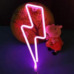 UCSAJI Lightning LED Neon Lights Lightning Shaped Decor Light Sign Lamp Christmas Wall Decor Birthday Party Kids Room Living Room Home Wedding Party Decor (Pink)