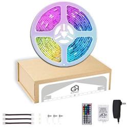 GLEHOME 20ft (6m, 180LEDs) Remote Controlled LED Strip Lights, Color Changing RGB 5050 LED Lights for Bedroom Decoration, Low Voltage Mood Light Kit