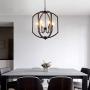Sunlighting Farmhouse Chandelier, Vintage Pendant Hanging Light for Bedroom, Kitchen, Foyer, Dining & Living Room and Entryway, Black Painted Finish & Faux-Wood