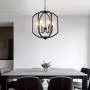 Sunlighting Farmhouse Chandelier, Vintage Pendant Hanging Light for Bedroom, Kitchen, Foyer, Dining & Living Room and Entryway, Black Painted Finish & Faux-Wood