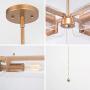 LOG BARN Gold Chandelier, Pull Chain On/Off Switch, 2 in 1 Modern Chandelier and Close to Ceiling Light Fixtures with Seeded Glass Shades for Kitchen Island, Dining Room, Bedroom, Foyer