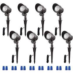 LEONLITE 8-Pack 4W LED Outdoor Landscape Spotlight, 12V Low Voltage Pathway Lights, IP65 Waterproof, Adjustable Path Lighting, Non-Dimmable, ETL Listed, Aluminum Housing, 5000K Daylight, Bronze