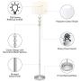 CO-Z Modern Floor Lamp with White Drum Shade, Contemporary Tall Lamp with Silver Steel Balls Stacked, Standing Lamp in Nickel Finish for Living Room, Bedroom, Office