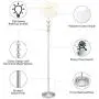 CO-Z Modern Floor Lamp with White Drum Shade, Contemporary Tall Lamp with Silver Steel Balls Stacked, Standing Lamp in Nickel Finish for Living Room, Bedroom, Office