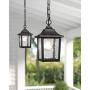BEEZOK Outdoor Pendant Light - Exterior Hanging Lamp, Matt Black Water Rippled Glass Ceiling Lighting Fixture for Porch Patio Entryway