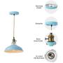 KWOKING Lighting Lovely Industrial 1 Light Pendant Lamp Modern Ceiling Lights with Adjustable Cord Colorful Hanging Lamp for Dining Table Restaurant Kitchen Island Blue Finish