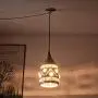 LBTSMUK White Crystal Swag Lights with 16 Plug-in FT Cord & On/ Off Dimmer Switch, Metal Hanging Pendant Light, Rustic Hanging Lamps for Kitchen Island Living Room Hallway