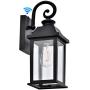 Dusk to Dawn Sensor Outdoor Wall Lantern, Exterior Wall Sconce Lights Fixture, Waterproof Anti-Rust Matte Black Porch Wall Light, Wall Mount Light with Glass Shade for Patio (Bulb Not Included)