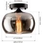 Gladfresit Modern Ceiling Light Glass Shade Ceramic Holder Industrial Island Lighting Fixture Indoor for Living & Dining Room Entryway Loft (Bulb Not Included) (Electroplated Smoky-Gray)